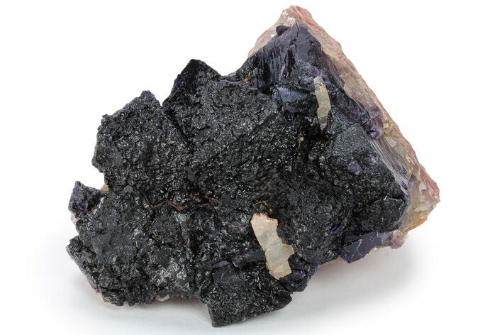 Dark Purple Cubic Fluorite Crystals With Barite - Morocco #220704